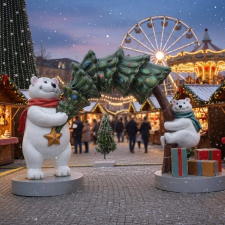 Christmas Polar Bear Holly Photo Arch