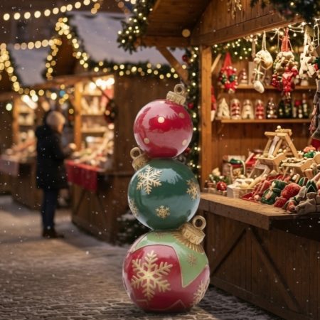Présentoir de décorations de Noël empilées