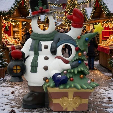 Christmas Snowman Photo Spot Statue