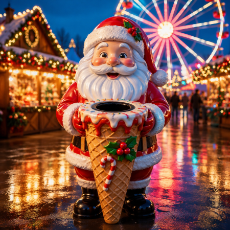 Santa Claus Ice Cream Rubbish Bin