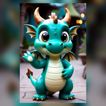 Waving Baby Dragon Statue