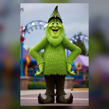 Green Furry Character Statue