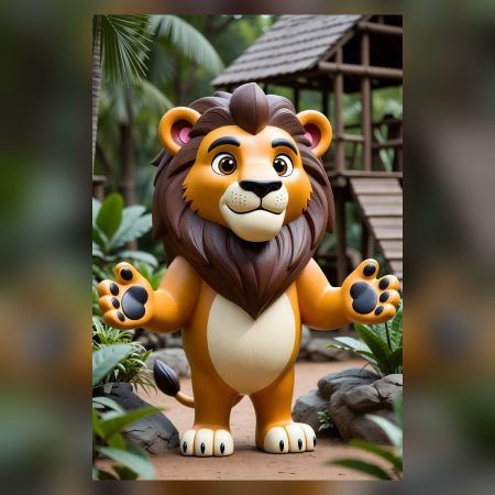 Friendly Lion Statue with Open Paws