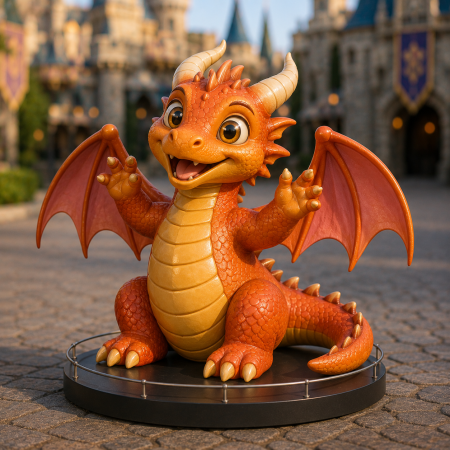 Seated Dragon Statue with Open Wings