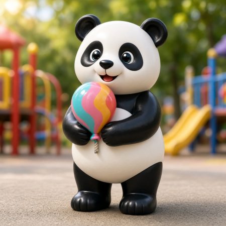 Estátua de panda com balão
