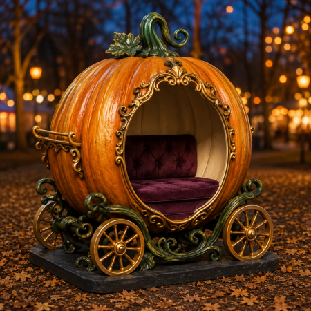 Panca a forma di zucca con sedile trapuntato